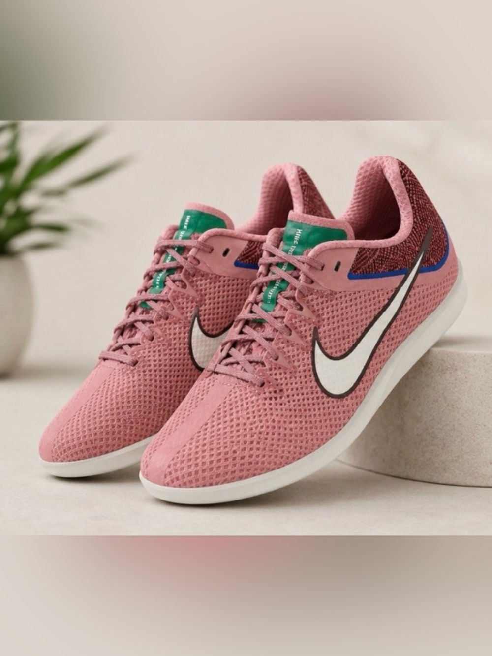 Nike Women's Pink Mesh Running Sneakers with White Swoosh
